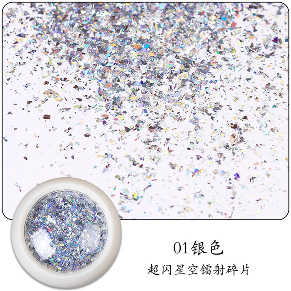 1jar 6 Colors Holo Laser Flakes Nail Sequins Holographic Glitter Powder Paillette Rose Gold Irregular Art Decorations Flake | Красота и