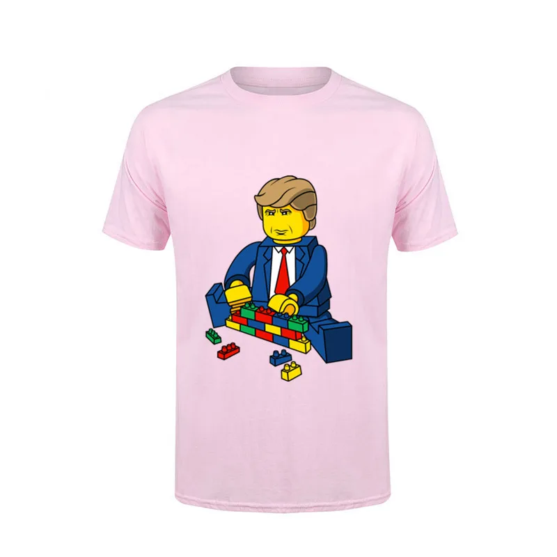 Построить стену Трамп короткий рукав мужские футболки подростковые с круглым