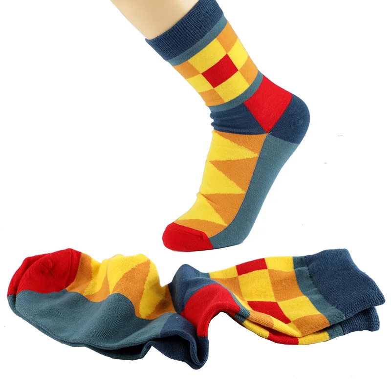 10 Pairs 30 Style Casual Men Socks Fashion Design Plaid Colorful Happy Business Party Dress Funny Woman Cotton Socks Gift