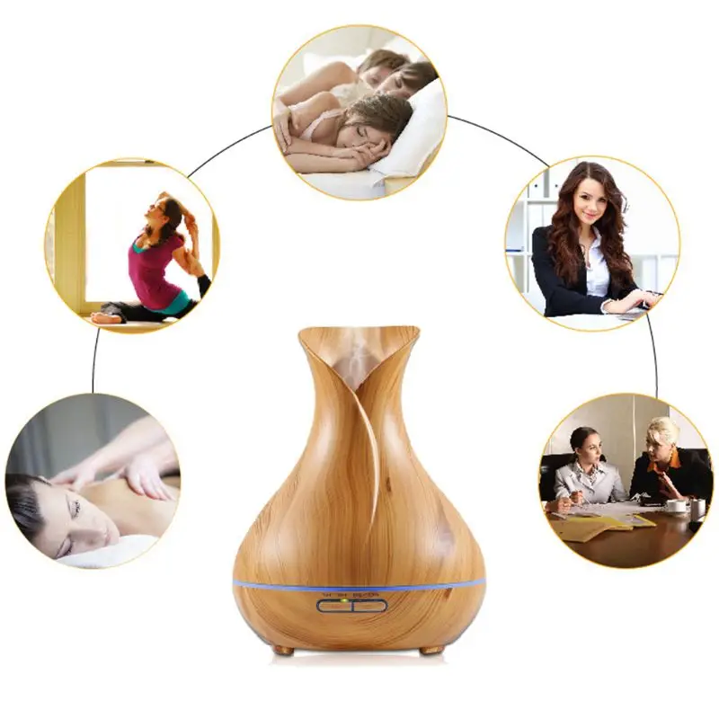 400 мл ультразвуковой диффузор для эфирных масел с натуральным лицевым покрытием