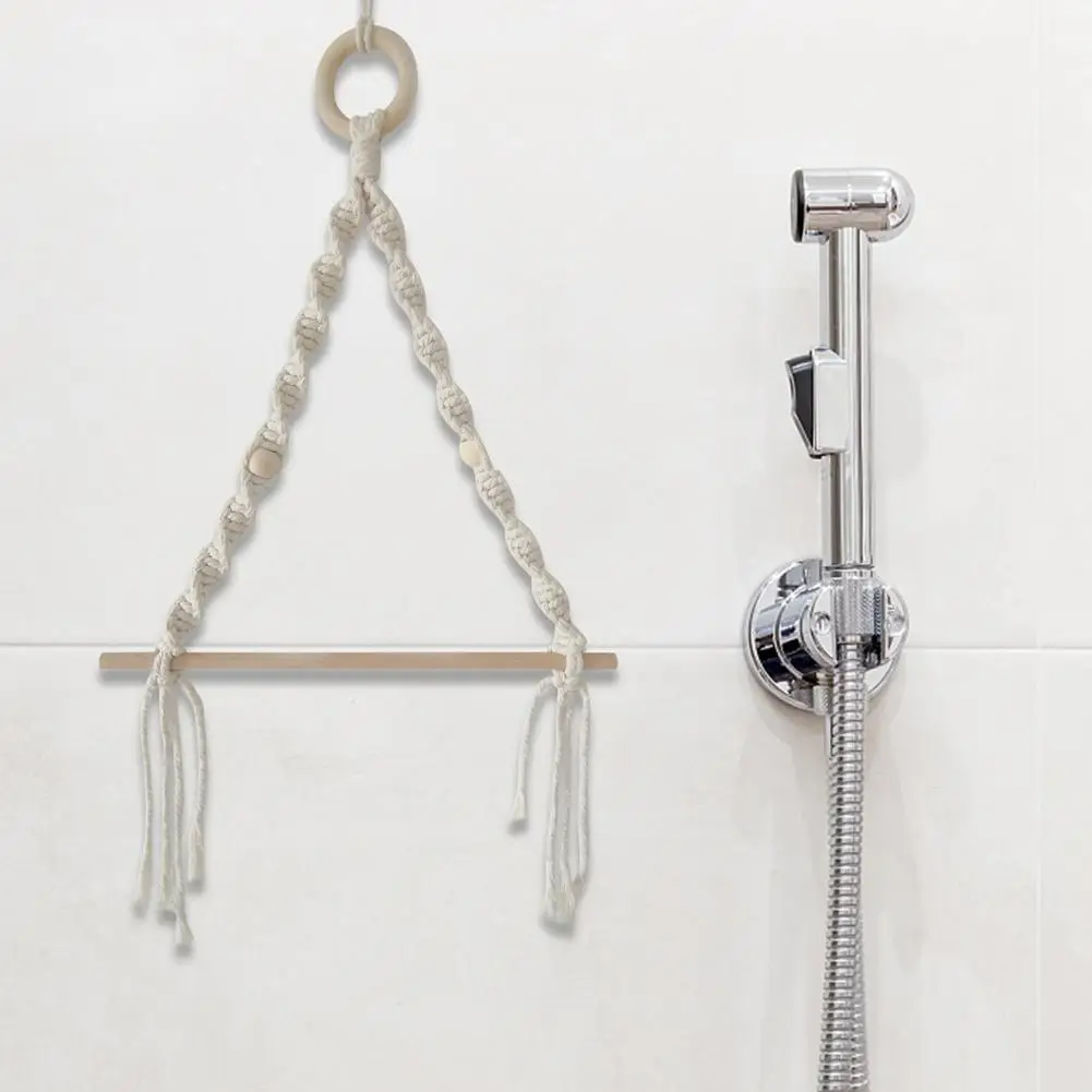 Скандинавская деревянная подставка для туалетной бумаги с креплением на стену, ручная плетеная ткань макраме, декоративная полка для полотенец на кухне и в ванной.