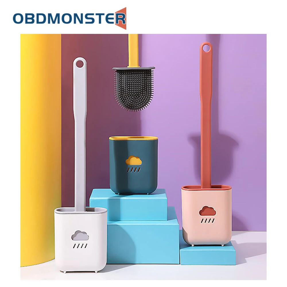 

Household cleaning expert silicone wall-mounted toilet brush creative cleaning brush set soft plastic brush long handle brush