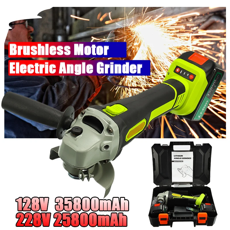 Электрическая угловая шлифовальная машина 128 в/228 в, беспроводная, с большой емкостью, с аккумулятором, полировщик, стандартный набор инструментов для резки дерева и металла