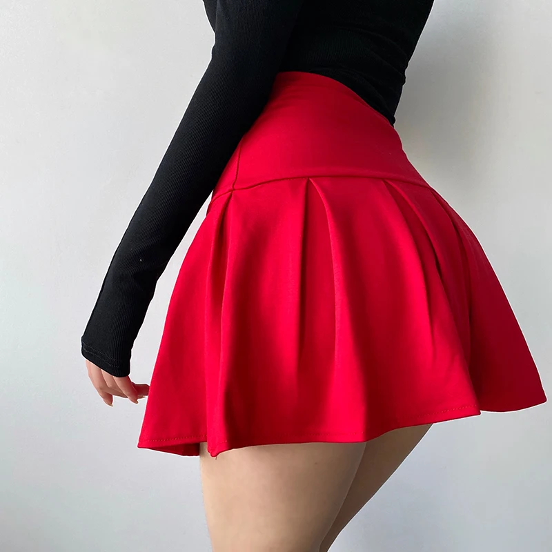 

WOMENGAGA 2021 new sexy girl beach Ruffle high waist A-line sports workout pleated skirt hot sexy women korean skirts R44P