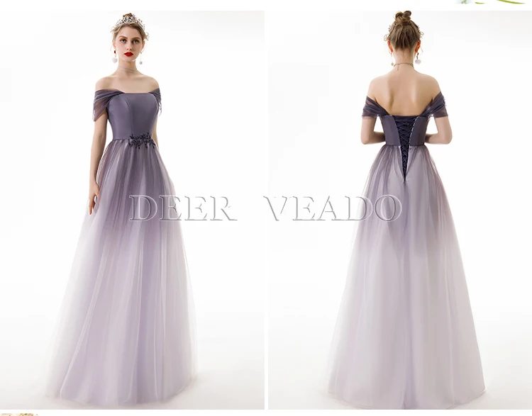 DEERVEADO Robe De Soiree линия открытая спина бисерное вечернее платье длинное официальное вечернее платье Тюль элегантное вечернее платье YS456