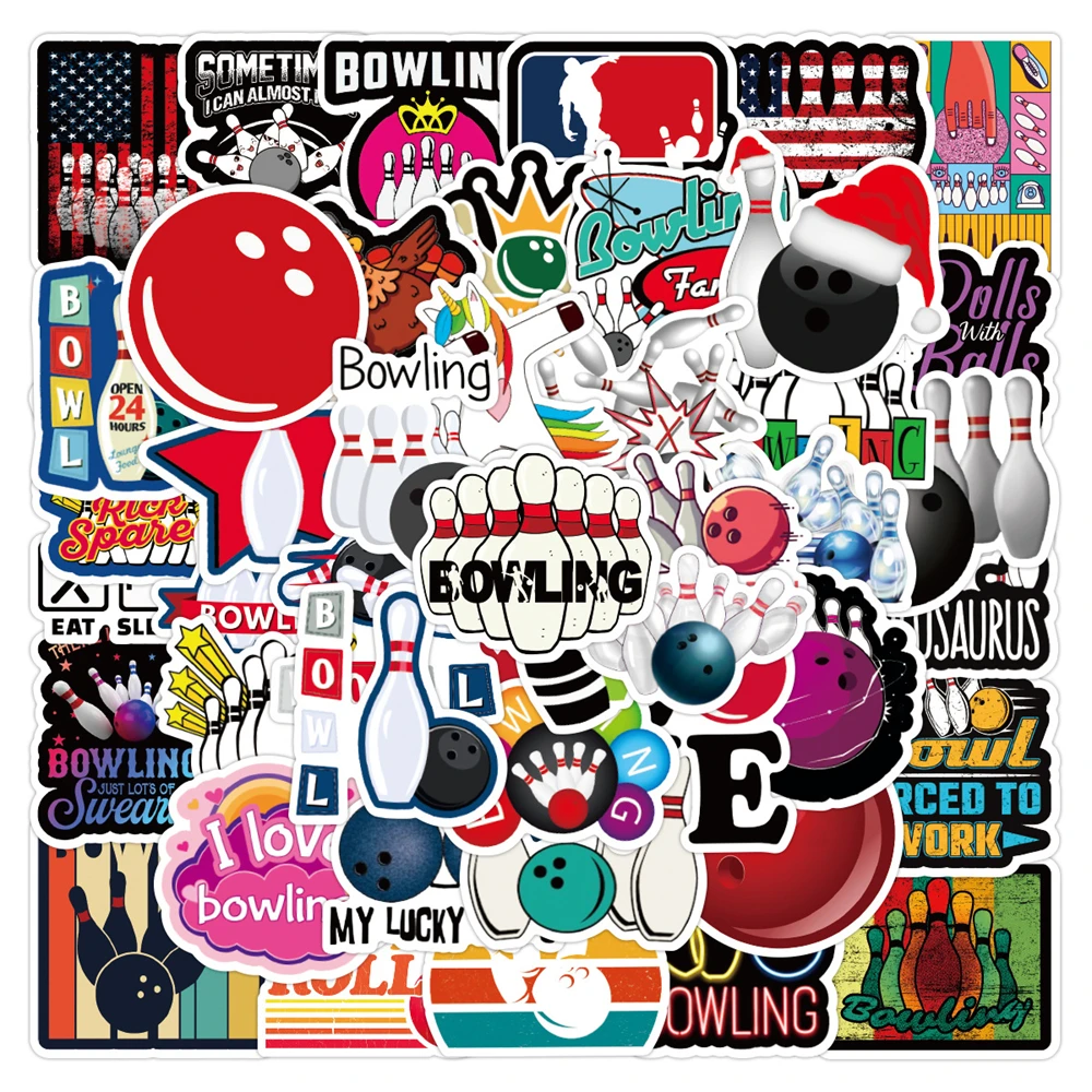 

10/30/50 Pcs Cartoon Bowling Ball Sports Doodle Stickers Creativity Luggage Notebook Waterproof Wholesale Stickers Kids Toys