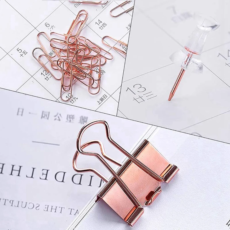 

Fashion Binder Clips Paper Clips Push Pins Sets with Box with Creative Design Irregular Prismatic Silicone Holder
