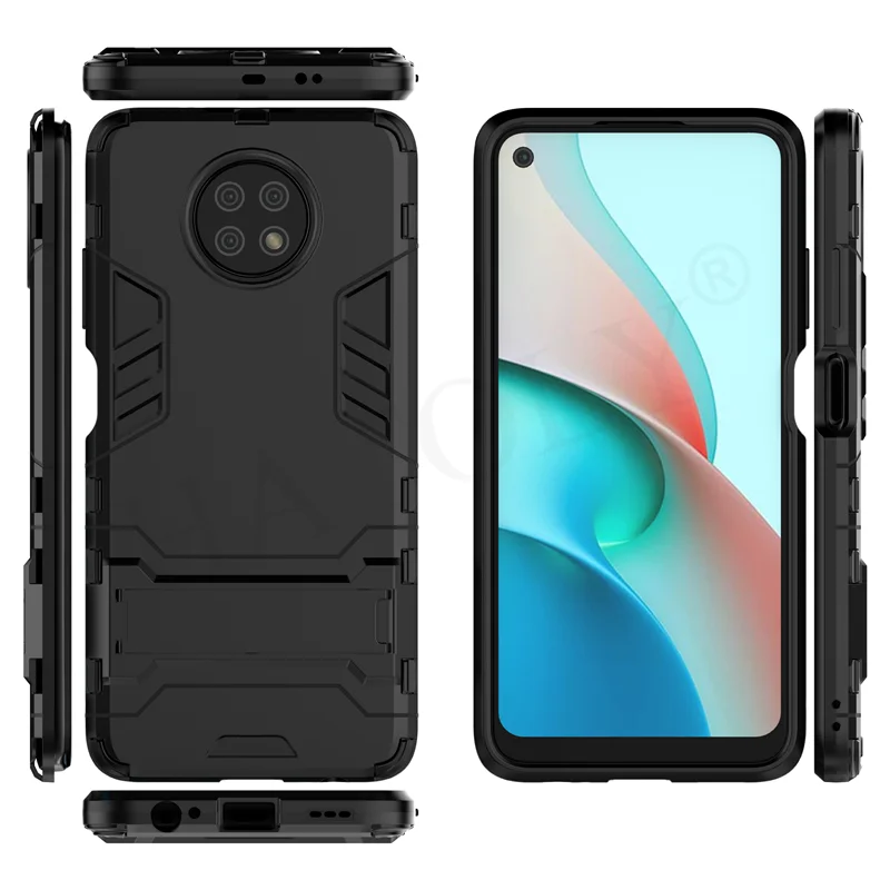 for xiaomi redmi note 9t 5g case shockproof bumper robot holder stand armor hard phone back cover redmi note 9 t pro 5g case free global shipping