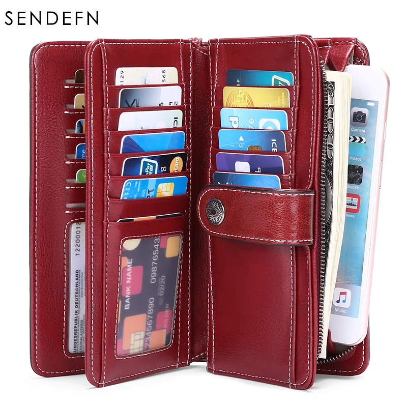 Женский Длинный кошелек SENDEFN из спилка с бабочкой на молнии ремешке для