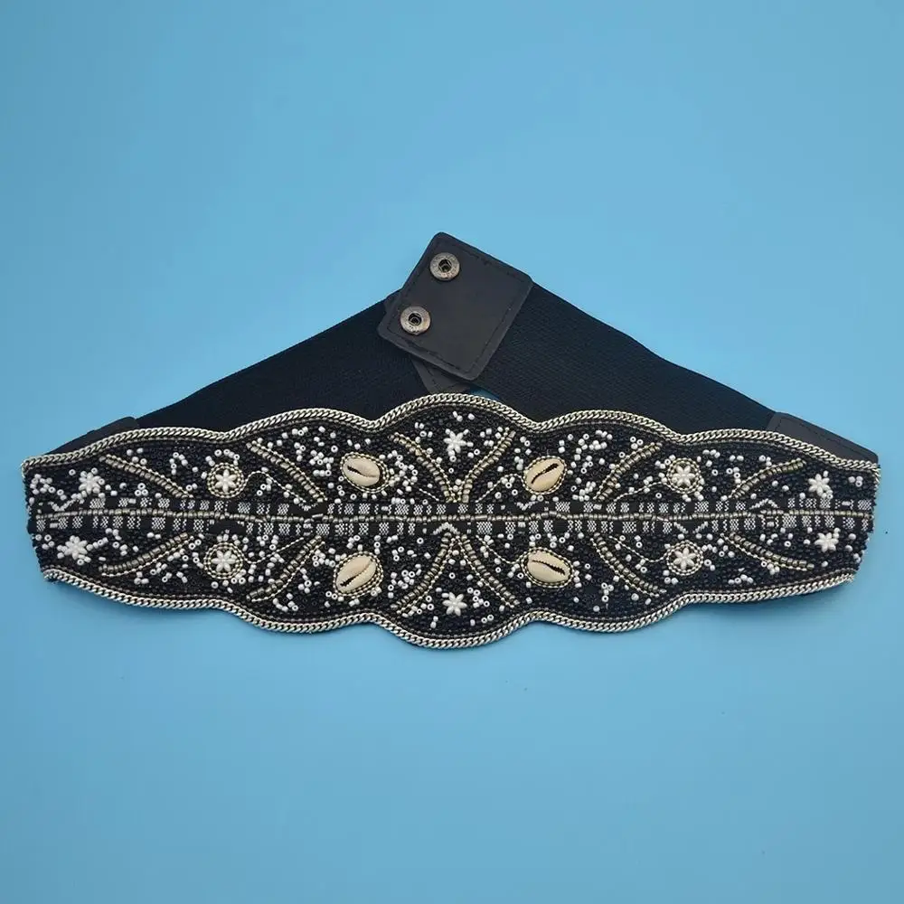 Boho Ethnic Vintage Handmade waistband Shell Leaf black body chain Street shooting Popular Waist Belt Belly Chains Jewel |