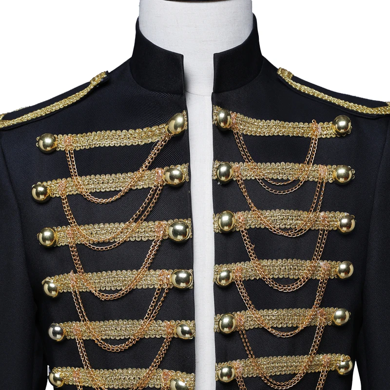 Shenrun Мужская Военная Униформа суд платье Красный Черный Тонкий Блейзер Стенд