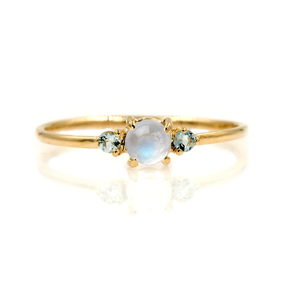 

SCALLOPED European Moonstone Cocktail Rings Women 2020 New Promotion Sea Blue Zircon Female Party Brand Jewelry Dropshipping