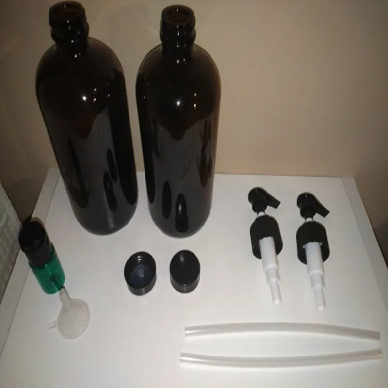 Бутылки из янтарного стекла объемом 8 унций с насосом (2 шт. в упаковке) Зеркальные