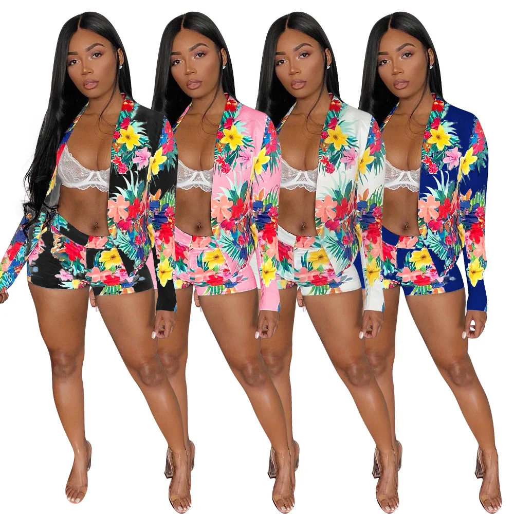 

Sexy Women's Printed Shorts Small Suit Two-piece Suit