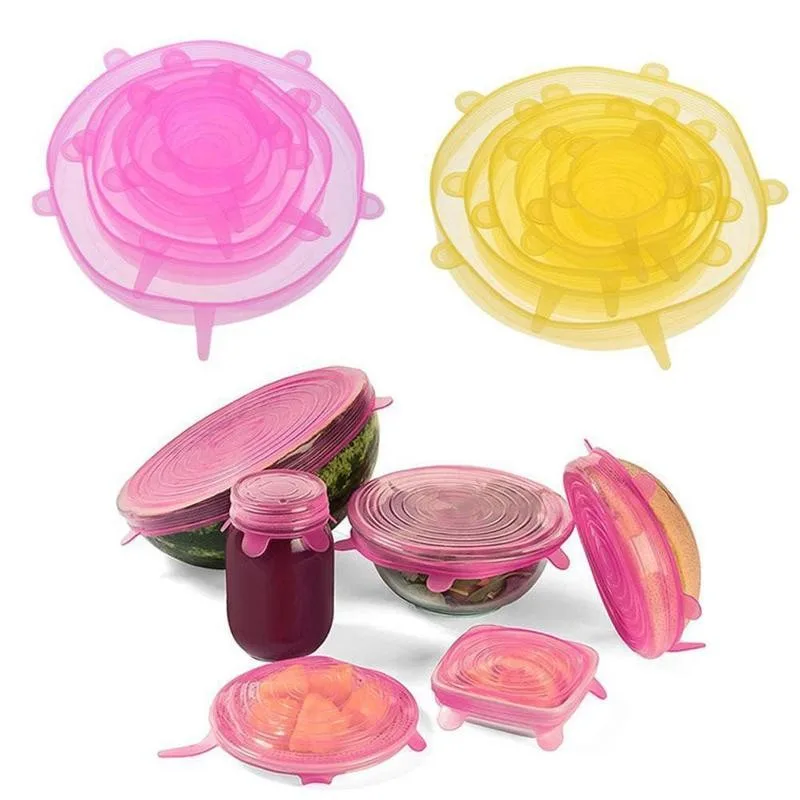 

6Pcs Silicone Cover Stretch Lids Reusable Food Wrap Covers Keeping Food Fresh Seal Bowl Stretchy Wrap Cover Kitchen Cookware