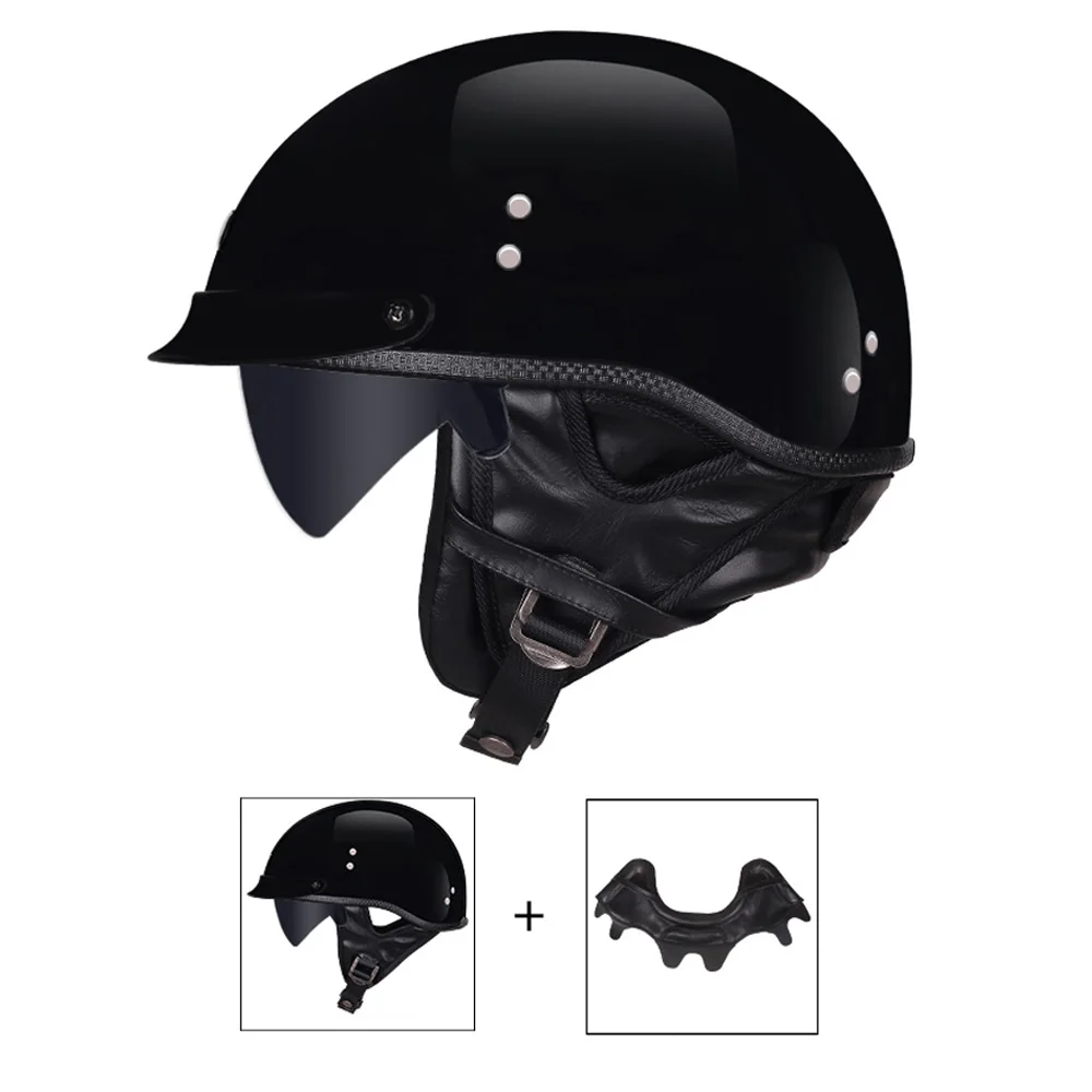 Мотоциклетный шлем с открытым лицом и кожаным шлемом немецкий стиль полушлемы