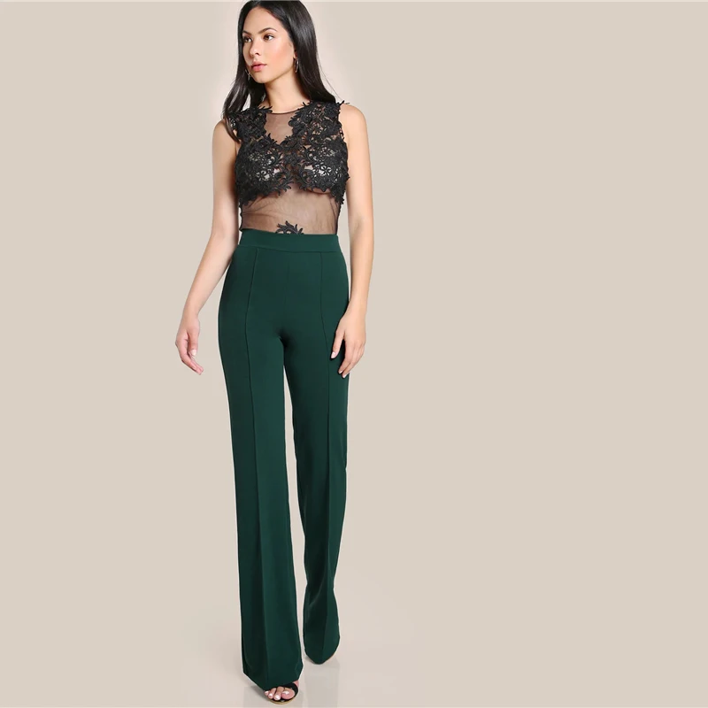 SHEIN Однотонные Широкие Прямые Брюки Офисные Стильные Брюки