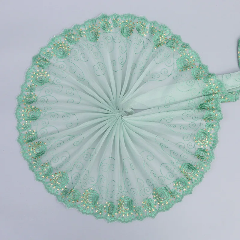 1 ярд дешевая кружевная отделка зеленый тюль вышивка ткань 21 см гипюр лента
