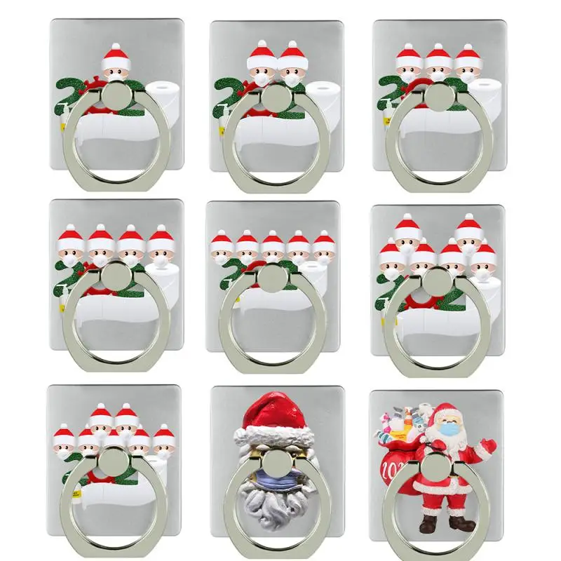 

New Mobile Phone Holder 360 Degree Rotatable Metal Finger Ring Smartphone Stand Christmas Style Finger Ring Phone Holder Gifts
