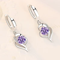925 sterling silver womens fashion jewelry high quality blue white purple crystal zircon hot selling earrings