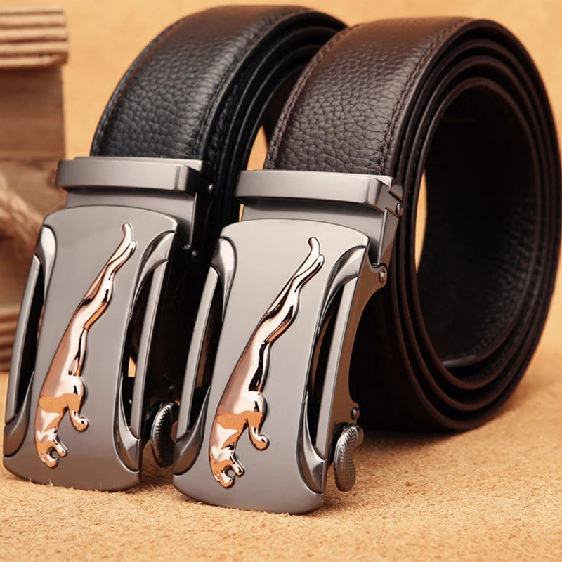 Belt Men's Genuine Leather Pure Cowhide Automatic Buckle Young People Trend Belt Business Casual Men's Trouser Belt