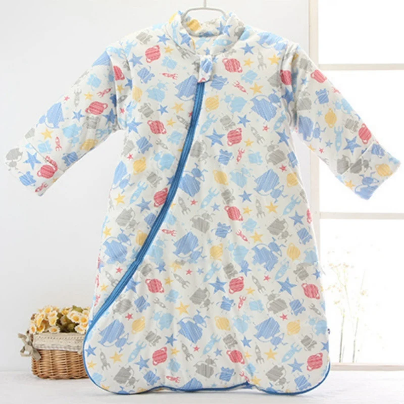 Спальный мешок унисекс для малышей спальный из хлопка с длинными рукавами ночные