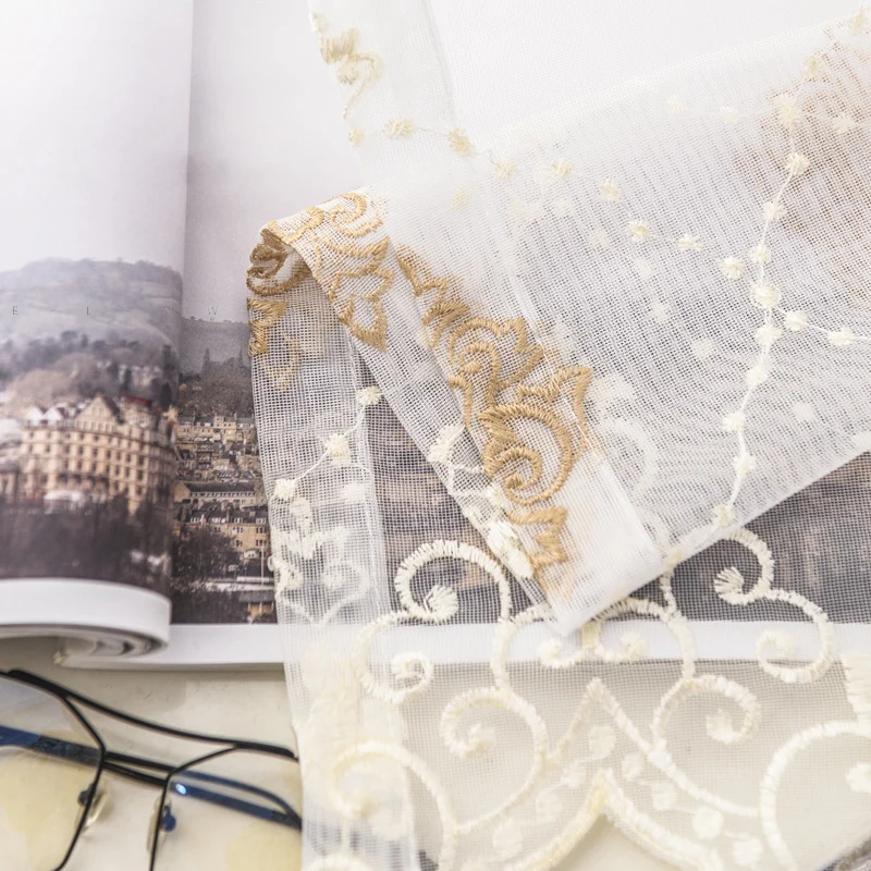 Европейский роскошный сетчатый вышитый занавес для спальни изящный прозрачный