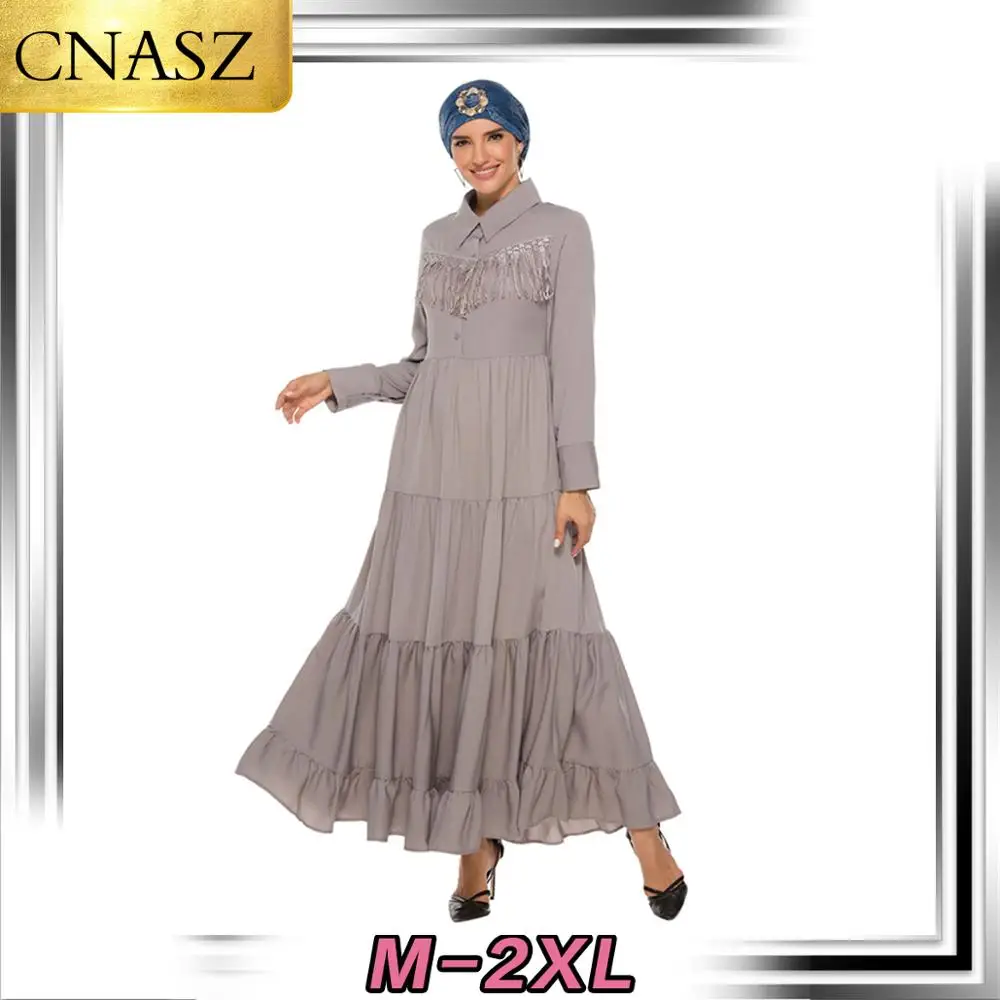 Женское платье с длинными рукавами мусульманское и кисточками арабское из