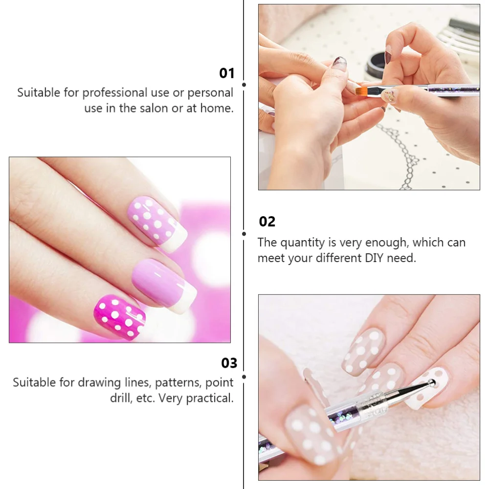 

1 Set/9PCS Manicure Pen Brush Double Head Drill Pen Drawing Brush Nail Art Pen
