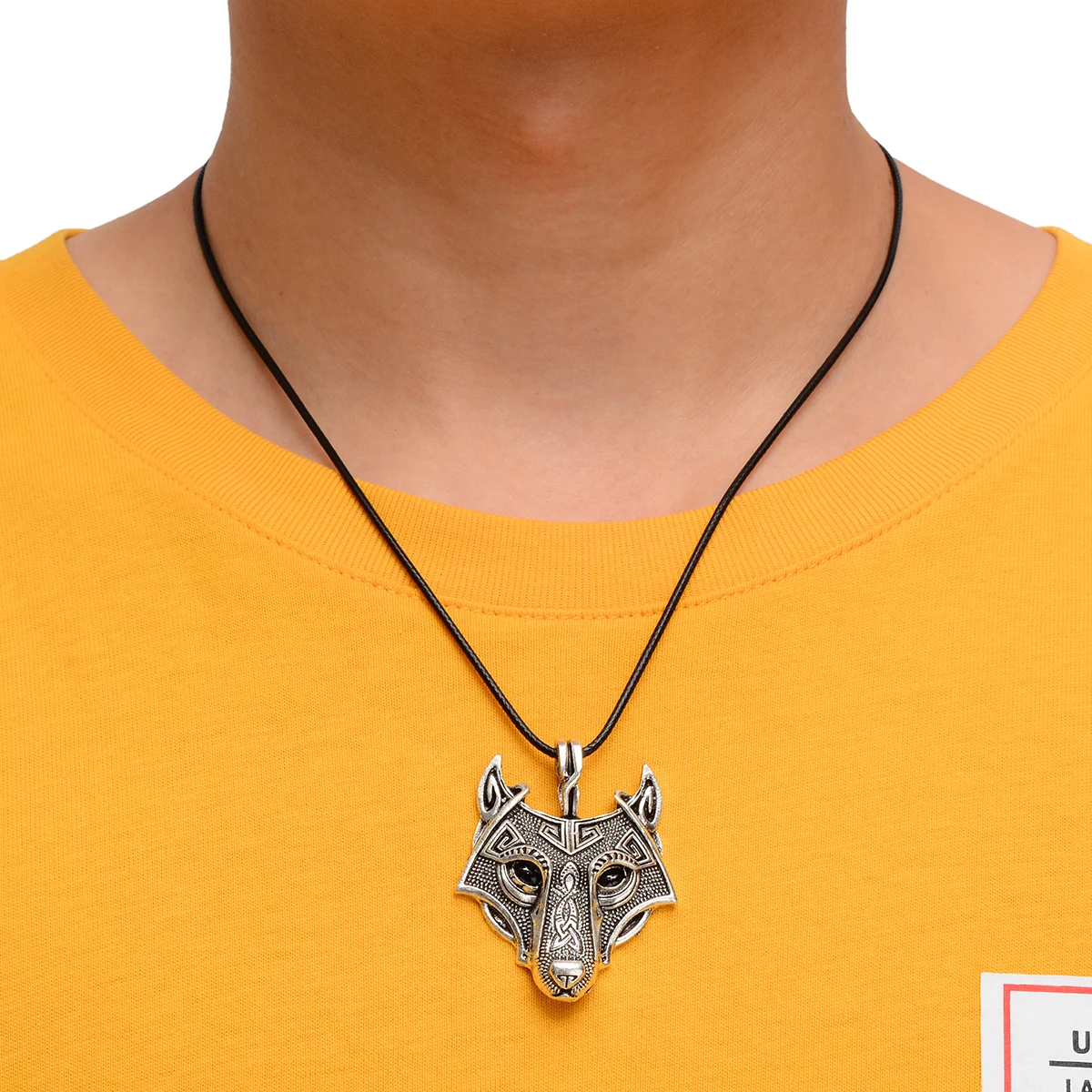 Ожерелье с подвеской в виде головы животного винтажное ожерелье волка для