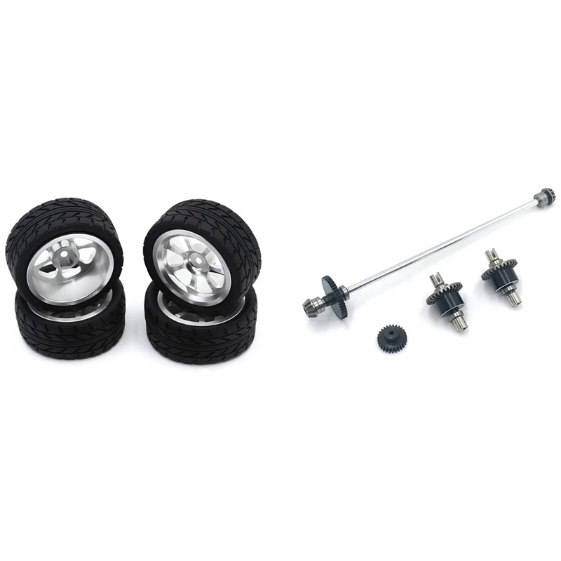 

65mm Wheel Rim + High Grip Rubber Tires Tyres for Wltoys 144001 & Central Drive Shaft Differential Reduction Motor Gear