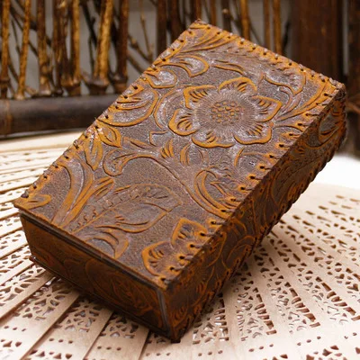 Brown Чистая ручная работа Tang трава анти-давление кожа мягкая коробка пачка сигарет анти-давление воловья сигарета пепельница DIY 20 палочек - Цвет: Brown