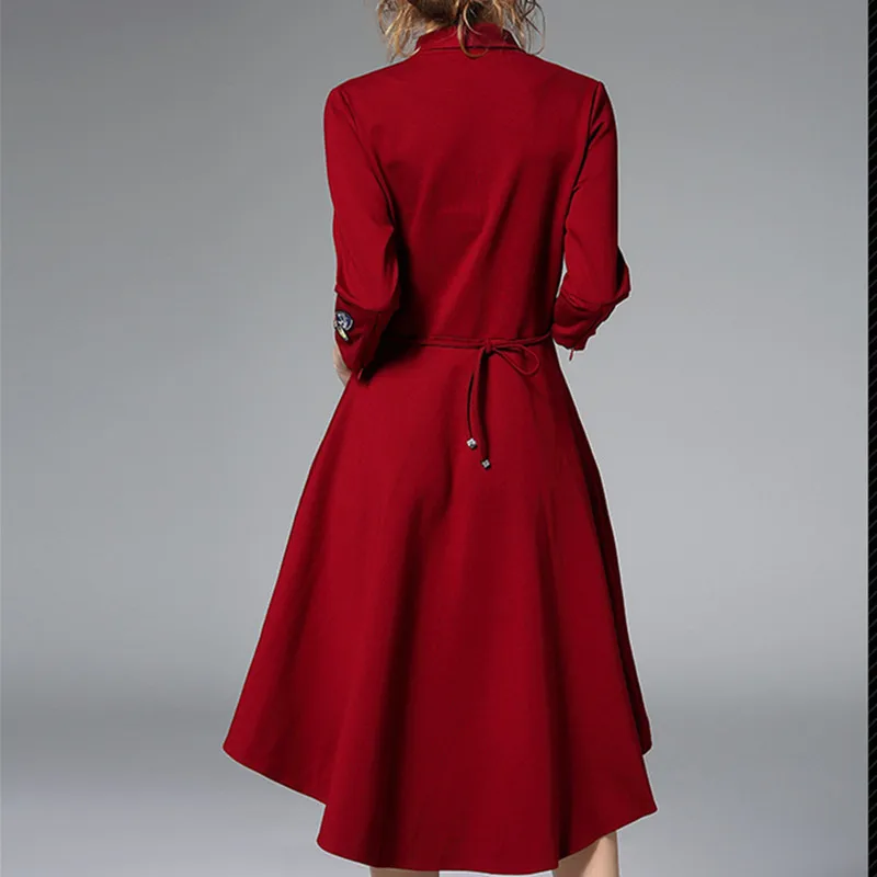 Женское платье Осень Зима Новое ТРАПЕЦИЕВИДНОЕ однотонное Повседневное