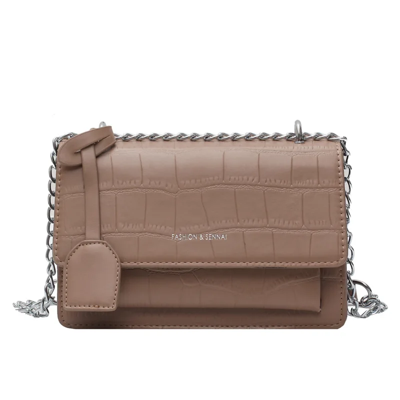 

Women's western style small square bag 2021 new trendy fashion stone pattern chain shoulder bag wild messenger bag female bag