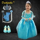 Платье Эльзы со Снежной Королевой для девочек, летнее праздничное платье принцессы с блестками, костюм Эльзы для Хэллоуина, детское рождественское платье, нарядное платье для младенцев