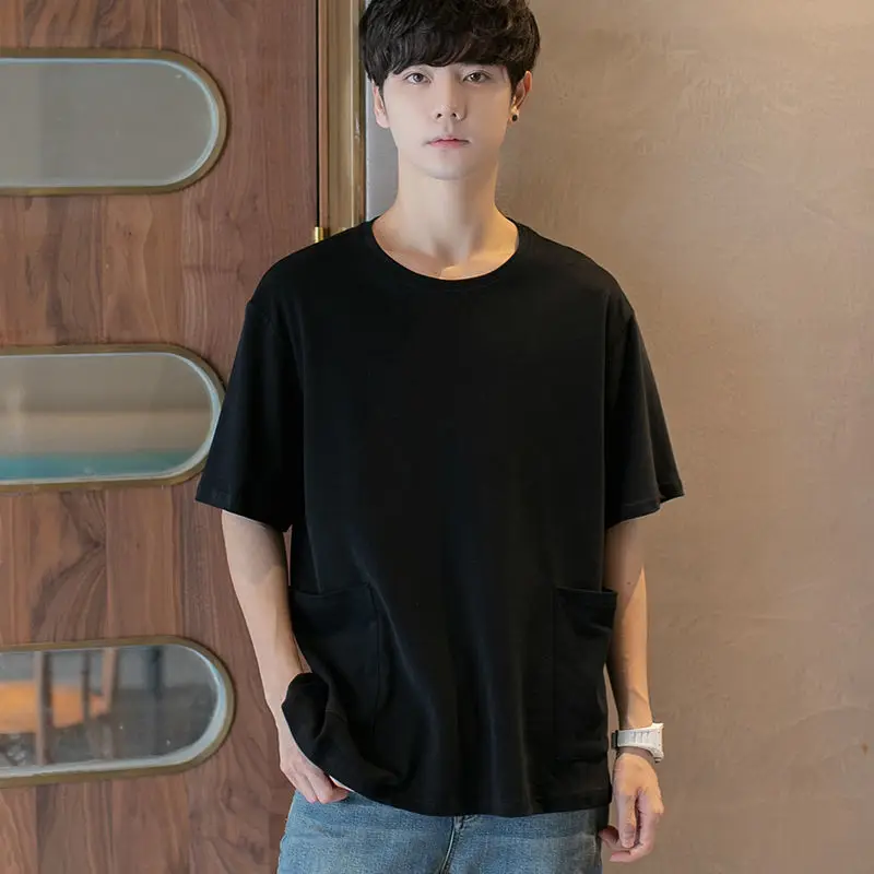 

Summer short sleeve t-shirt men's trend loose tide brand half sleeve ins tide pure cotton versatile boys summer clothes lovers
