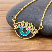 aibef 2020 new fashion ladies gold chain colorful rhinestone evil eye choker necklaces women bohemian charm necklaces pendant