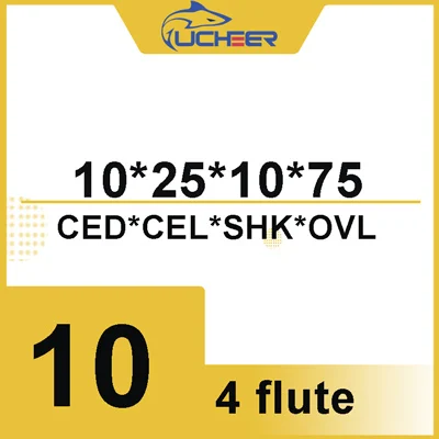 10d-10D-25l-75L UCHEER инструменты с ЧПУ HRC50 4 флейты 8 мм 10 мм 12 мм карбидные фрезерные вольфрамовые стальные фрезы Концевая фреза - Длина режущей кромки: 10d-10D-25l-75L