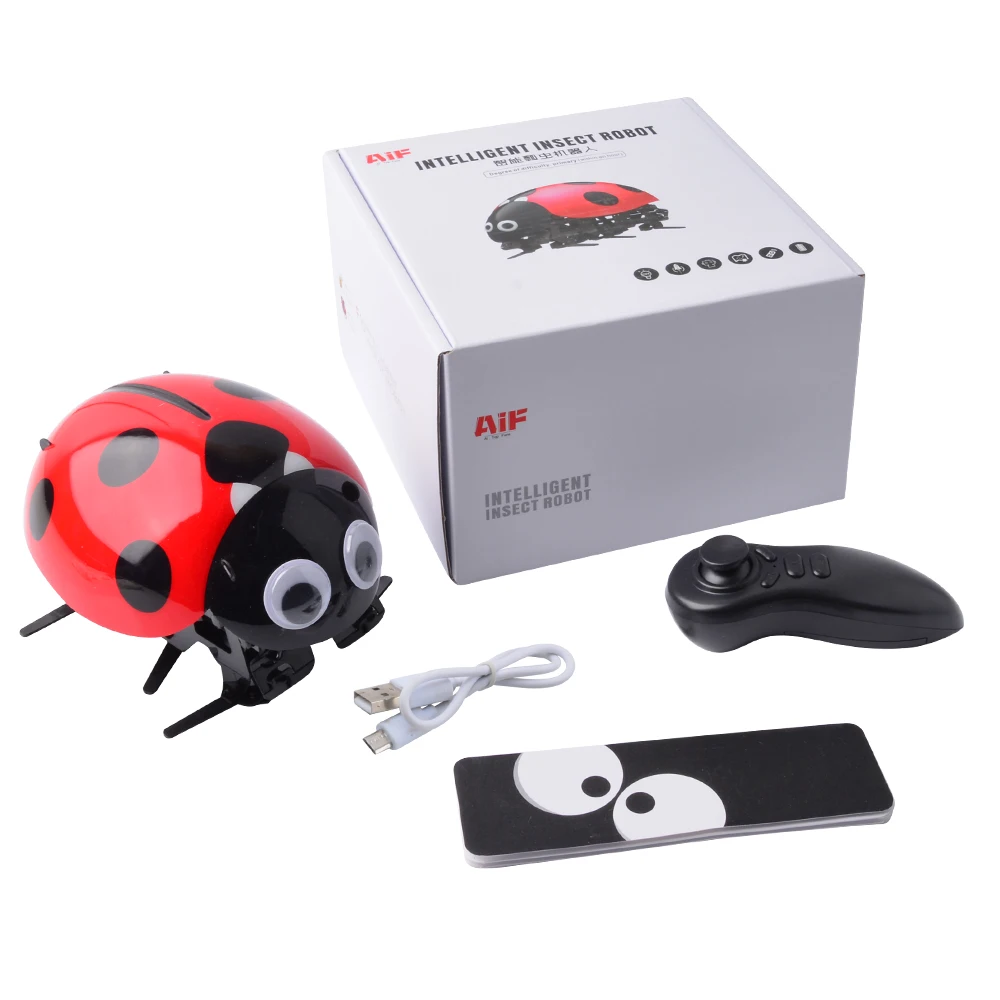 Small Red Ladybug Божья коровка, Радиоуправляемый автомобиль, интеллектуальный пульт дистанционного управления, робот-насекомое, DIY наборы, радио, Мультяшные игрушки, Радиоуправляемый грузовик, игрушки, подарки, Детские радиоуправляемые игрушки - Цвет: Small Red Ladybug
