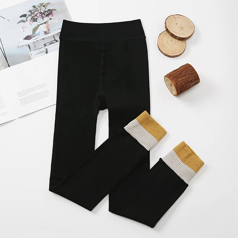 Эластичные теплые брюки в стиле пэчворк От 3 до 14 лет Детские обтягивающие штаны