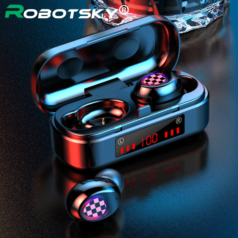 V7 V8 Bluetooth Headphones V5.0 Wireless Gaming Sport 300mAh HD Stereo Noise Canceling Earphones LED Power Display Headsets | Электроника