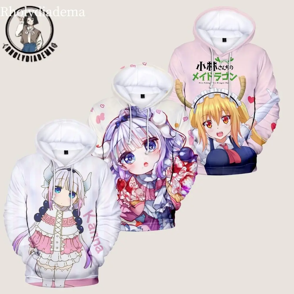 Модный милый детский пуловер с капюшоном из аниме Kobayashi Sanchi no Maid Dragon свитшот для