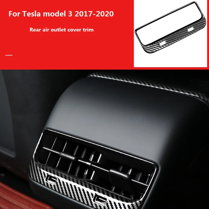 

NEW-Car Back Seat AC Air Vent Frame for Tesla Model 3 2017-2020 Rear Air Outlet Cover Trim Decor Sticker Accessories