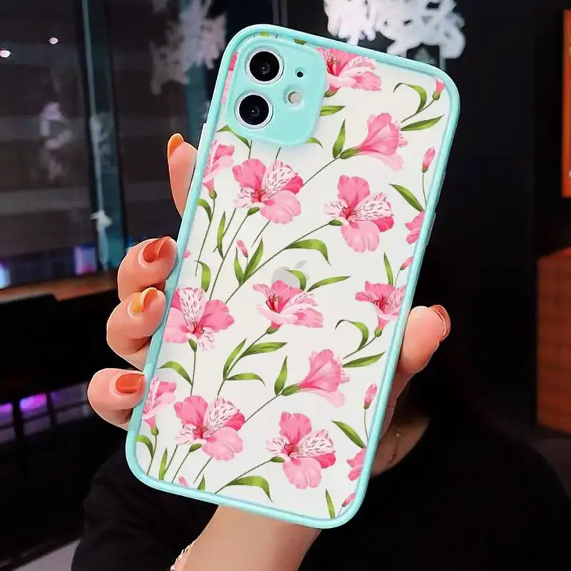 

Vintage Flower Leaves art pattern Phone Cases matte transparent For iphone 7 8 11 12 plus mini x xs xr pro max cover