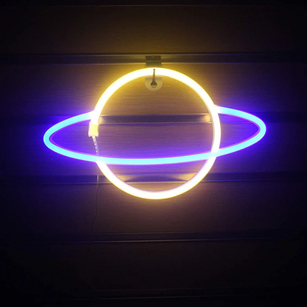 Светодиодный неоновый светильник знаки эллиптический планета неоновая вывеска