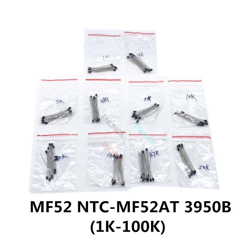 

10Value 100pcs kit NTC Thermistor Resistor MF52 B NTC-MF52AT NTC MF52E 1K 2K 3K 4.7K 5K 10K 20K 47K 50K 100K 5% 3950B 3950 Ohm