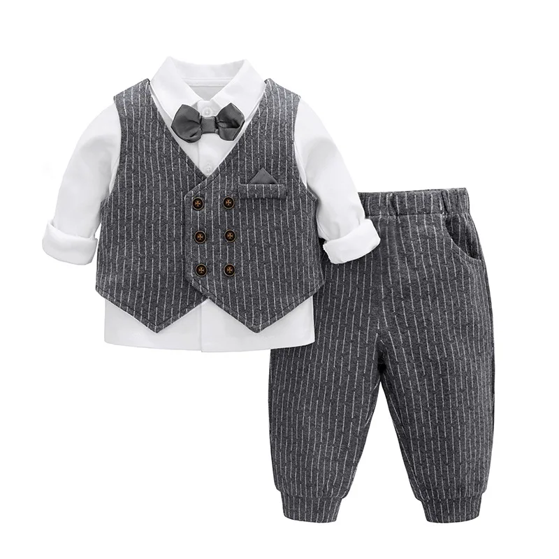 Boys' suits, children's clothes, spring and autumn baby one hundred days old dress, gentleman's long-sleeved baby suit 1-3 years