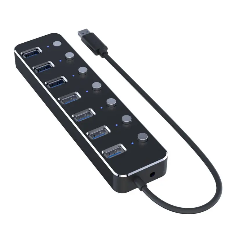 Алюминий USB 3 0 концентратор 7 Порты и разъёмы расширитель разветвитель с