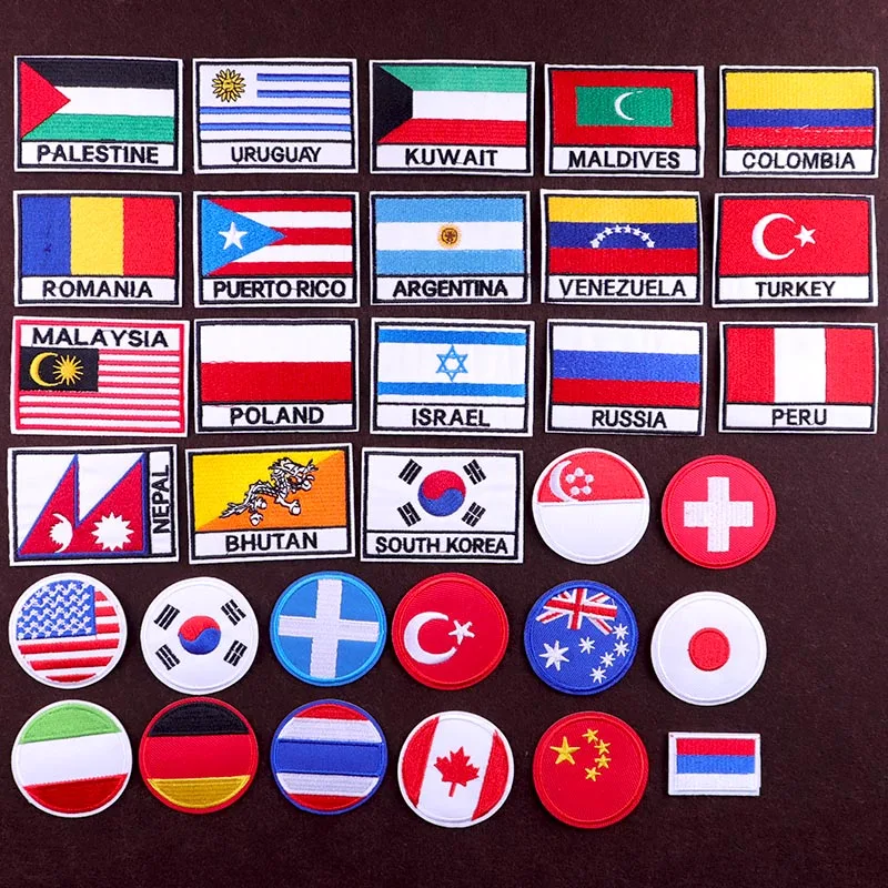 

Flag Embroidery Patch For Clothing Iron On Embroidered Patches For Clothes Appliques Apparel Stripe For shirt Badge Accessories