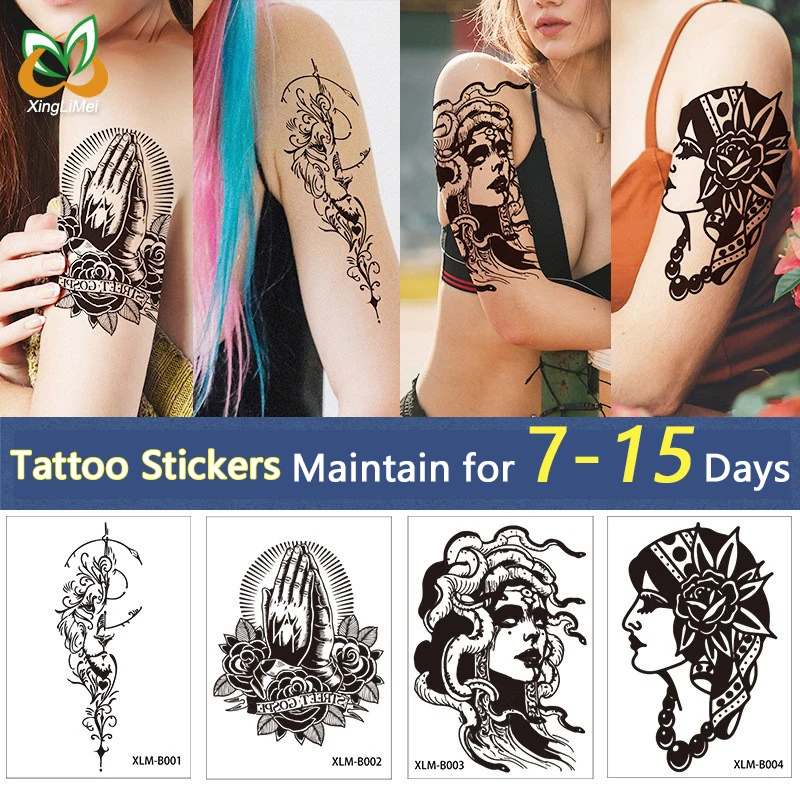 

Waterproof Temporary Tattoos For Women Body Art Painting Arm Legs Tattoos Sticker Realistic Fake Black Rose Waterproof Tattoos